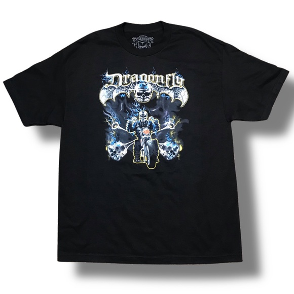 Dragonfly 3D Ghost Rider Skeleton Skull Motorcycle Size XL RARE - Picture 1 of 6